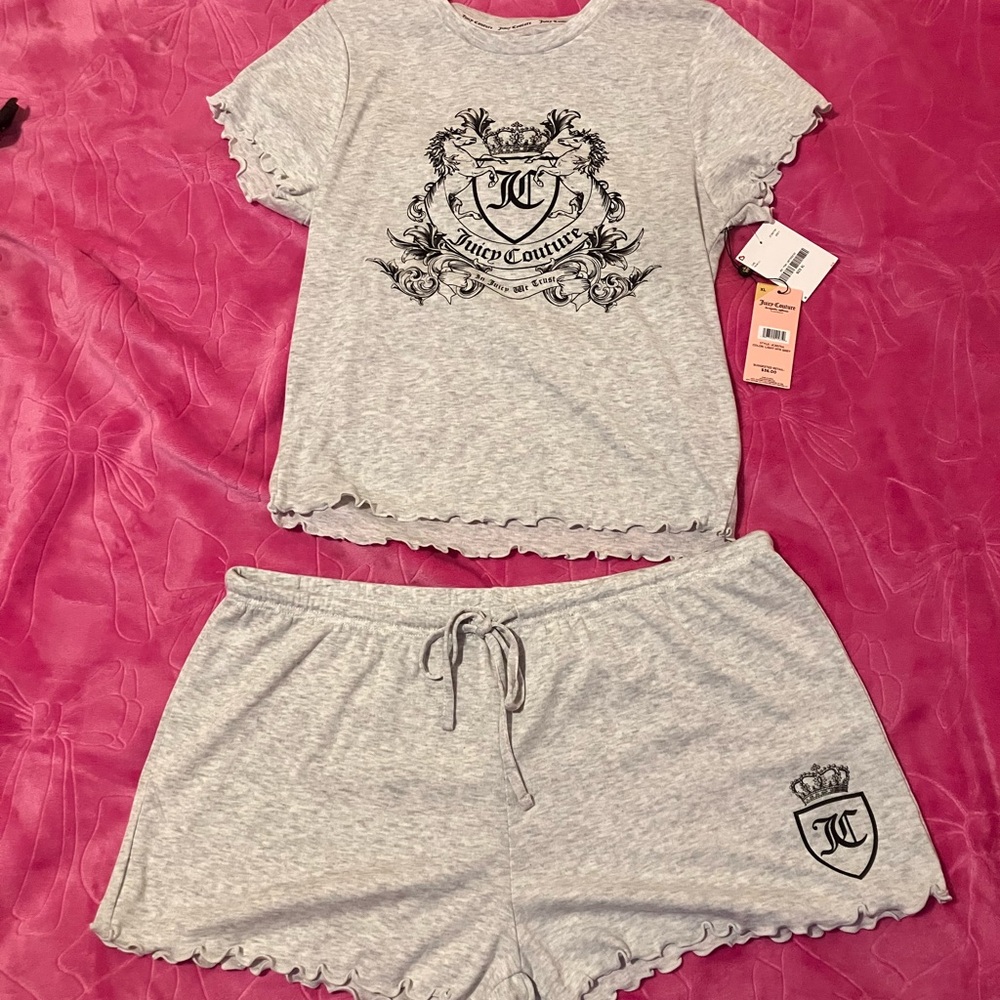 Juicy Couture Gray “In Juicy We Trust” XL pajama lounge set